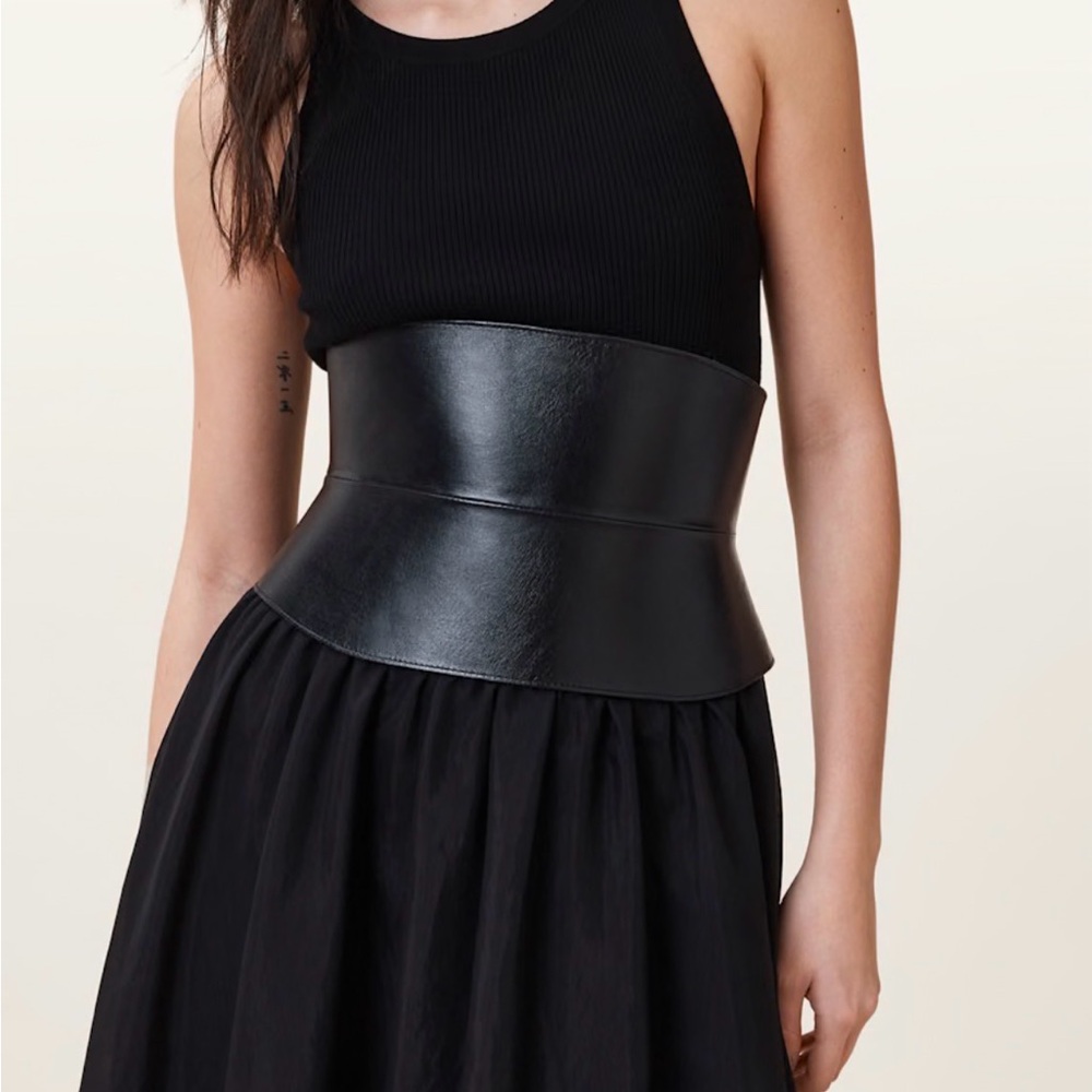 NWT All Saints Black Zippered Corset Belt size XS/S